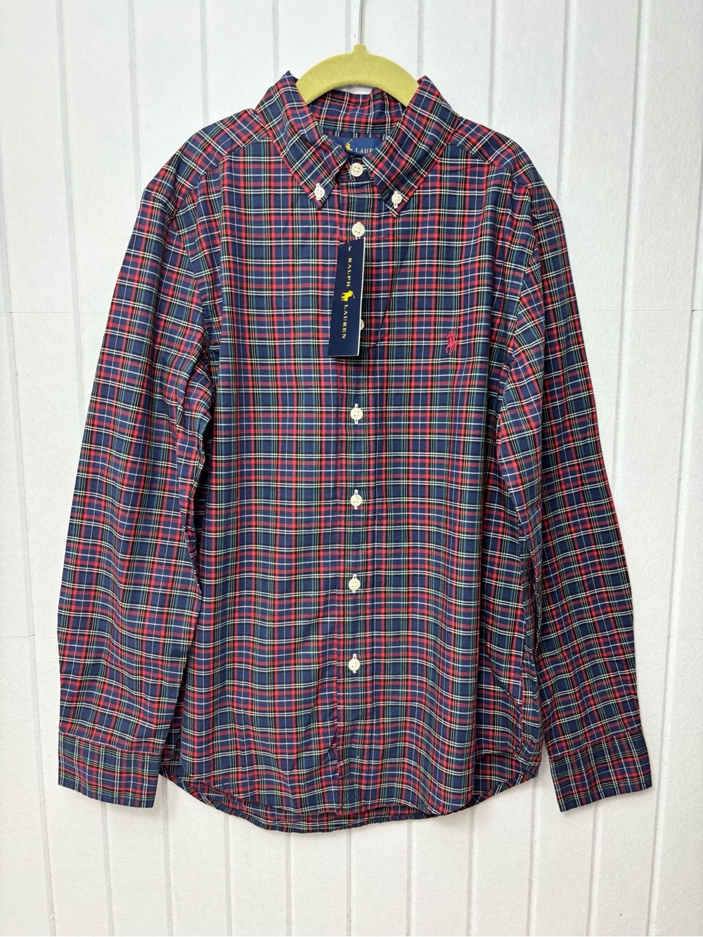 Ralph Lauren BOY  Red & Blue Plaid Button-Down‎ Shirt Size M (10-12)